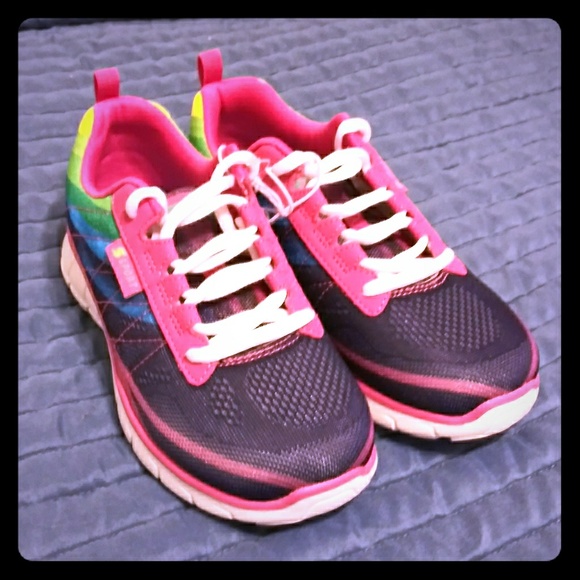 YOUTH NWT! SPORT BY SKECHERS S UNBROKEN GIRLS SHOES RAINBOW ATHLETIC SNEAKER